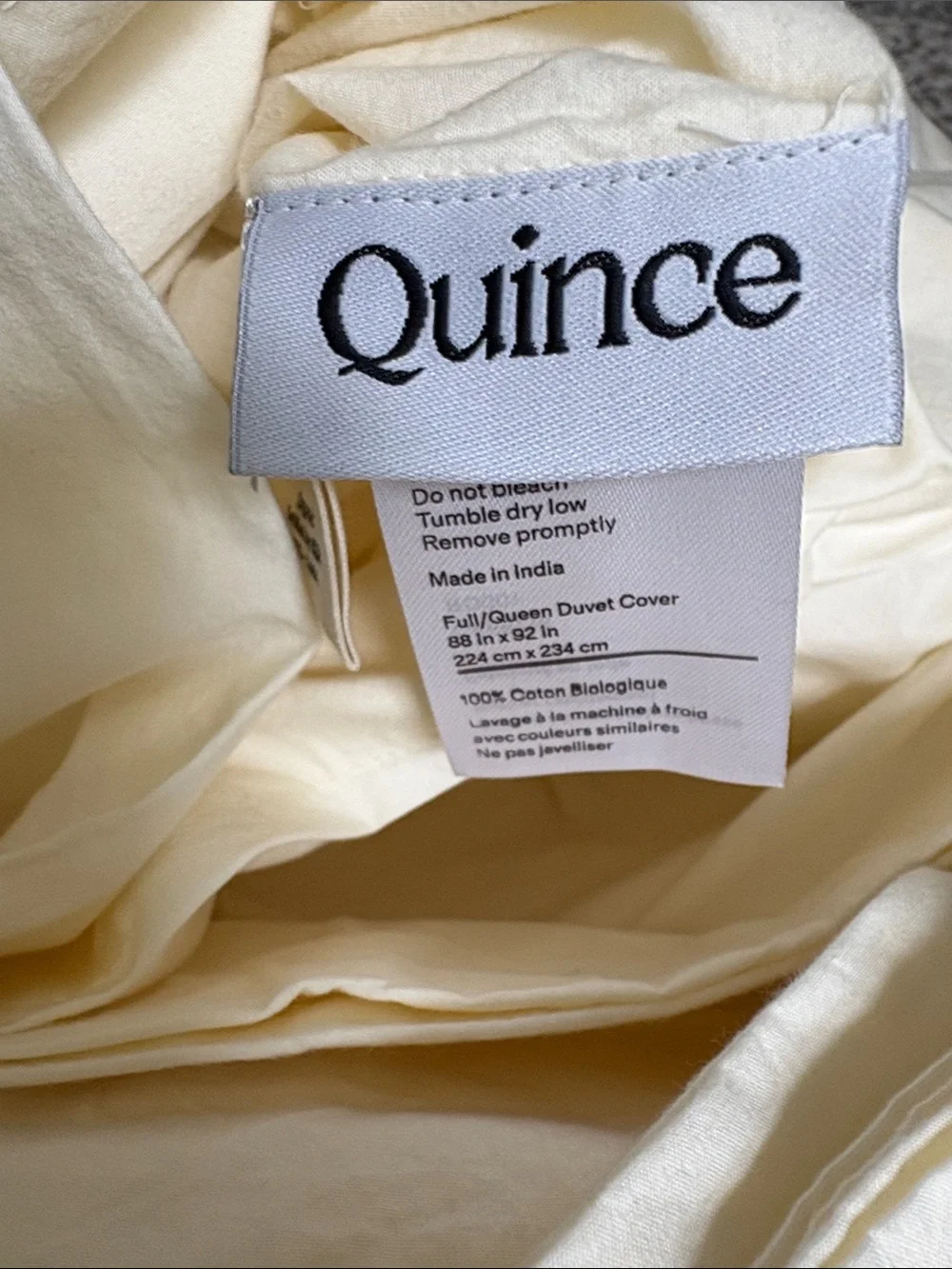 QUINCE Organic Brushed Cotton Duvet Cover Full Queen Ivory